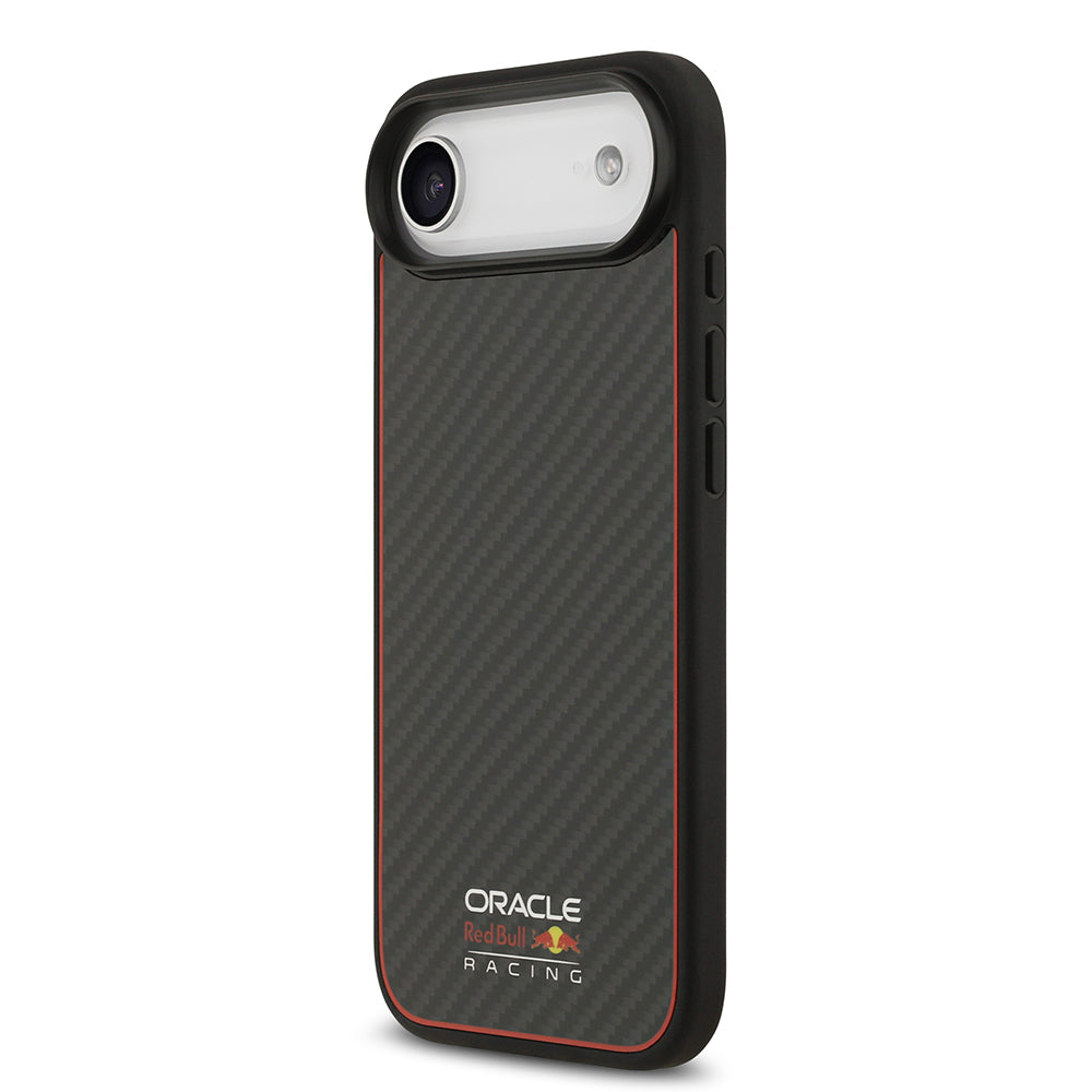 Apple iPhone 17 Air Kılıf Redbull Orjinal Lisanslı M-safe Şarj Özellikli Karbon Fiber Parlayan Logolu Kevlar Kapak Siyah