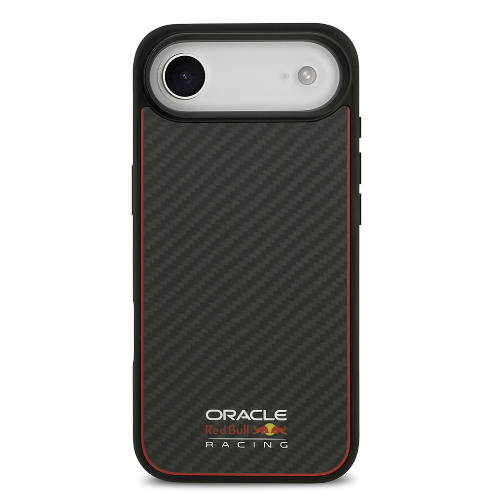 Apple iPhone 17 Air Kılıf Redbull Orjinal Lisanslı M-safe Şarj Özellikli Karbon Fiber Parlayan Logolu Kevlar Kapak Siyah