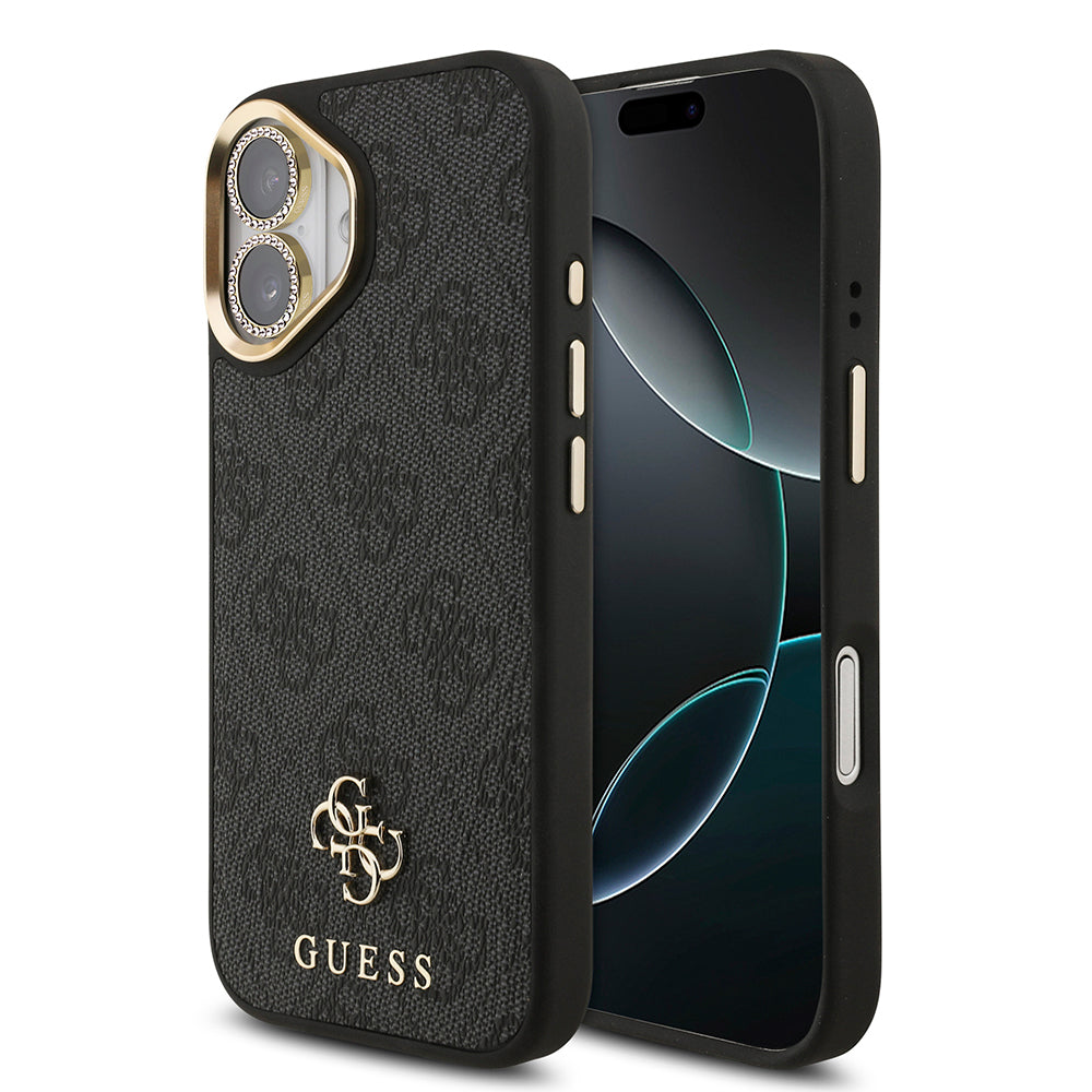 Apple iPhone 17 Guess Orjinal Lisanslı 4G ve Yazı Logolu Kılıf + Ekran Koruyucu + Lens Koruyucu 3in1 Aksesuar Seti Siyah