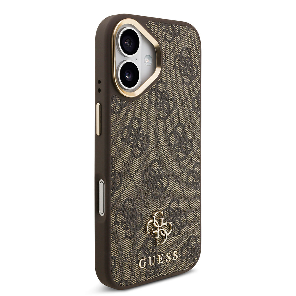Apple iPhone 17 Guess Orjinal Lisanslı 4G ve Yazı Logolu Kılıf + Ekran Koruyucu + Lens Koruyucu 3in1 Aksesuar Seti Kahverengi