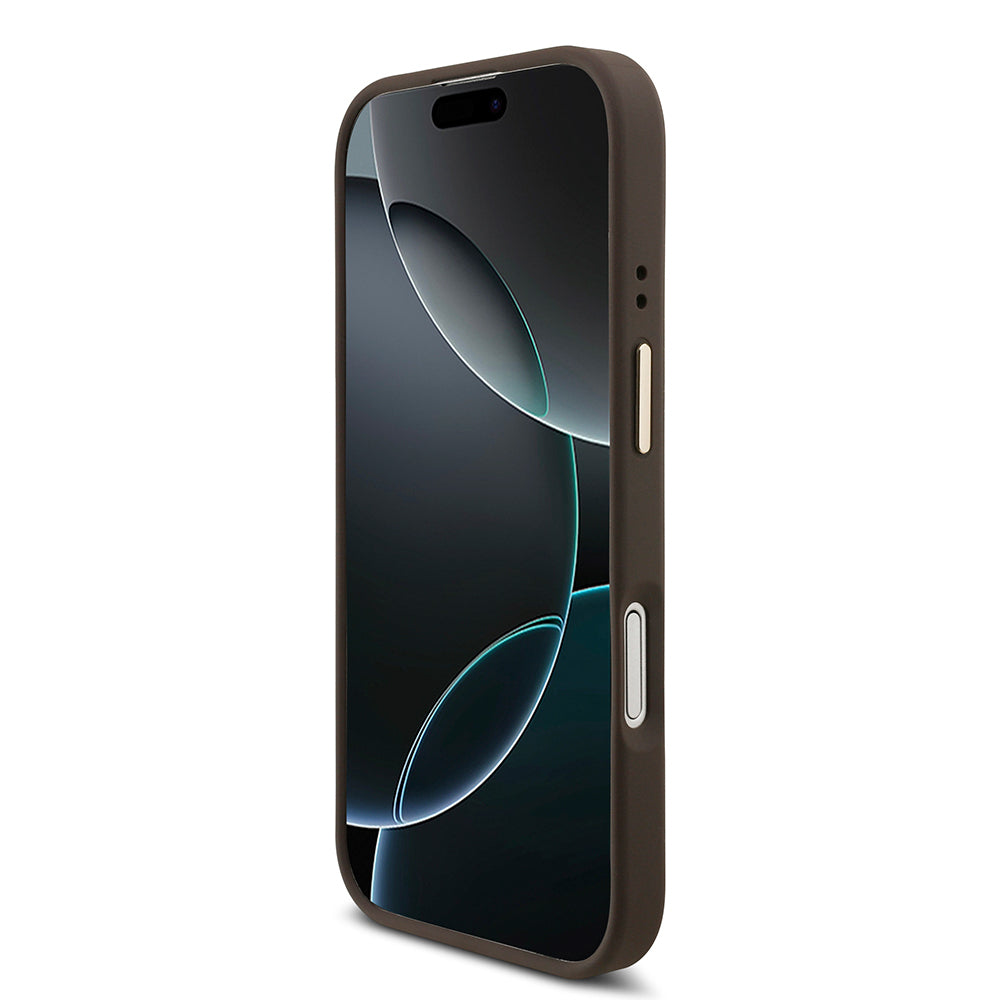 Apple iPhone 17 Guess Orjinal Lisanslı 4G ve Yazı Logolu Kılıf + Ekran Koruyucu + Lens Koruyucu 3in1 Aksesuar Seti Kahverengi