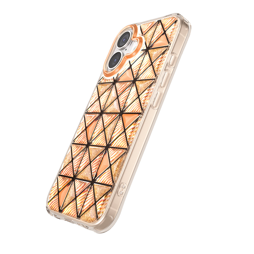 Apple iPhone 17 Kılıf 3D Buz Blok Desenli Zore Paris Kairo TPU Kapak Turuncu