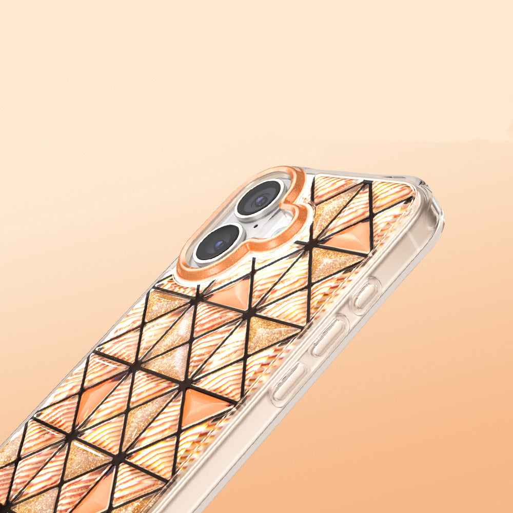 Apple iPhone 17 Kılıf 3D Buz Blok Desenli Zore Paris Kairo TPU Kapak Turuncu