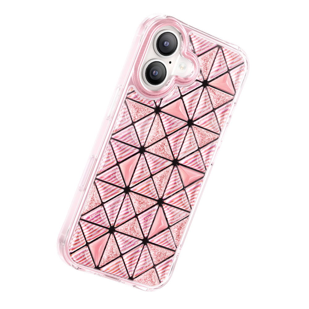Apple iPhone 17 Kılıf 3D Buz Blok Desenli Zore Paris Kairo TPU Kapak Pembe
