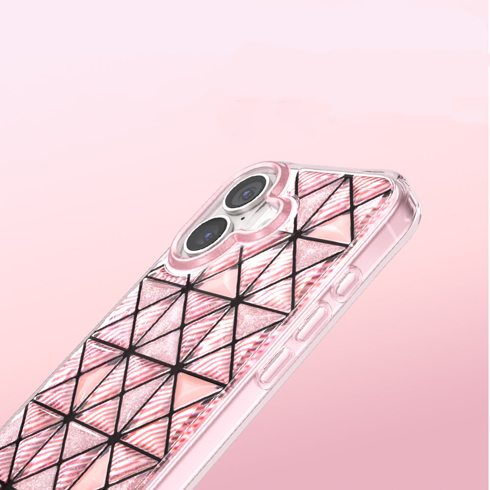 Apple iPhone 17 Kılıf 3D Buz Blok Desenli Zore Paris Kairo TPU Kapak Pembe