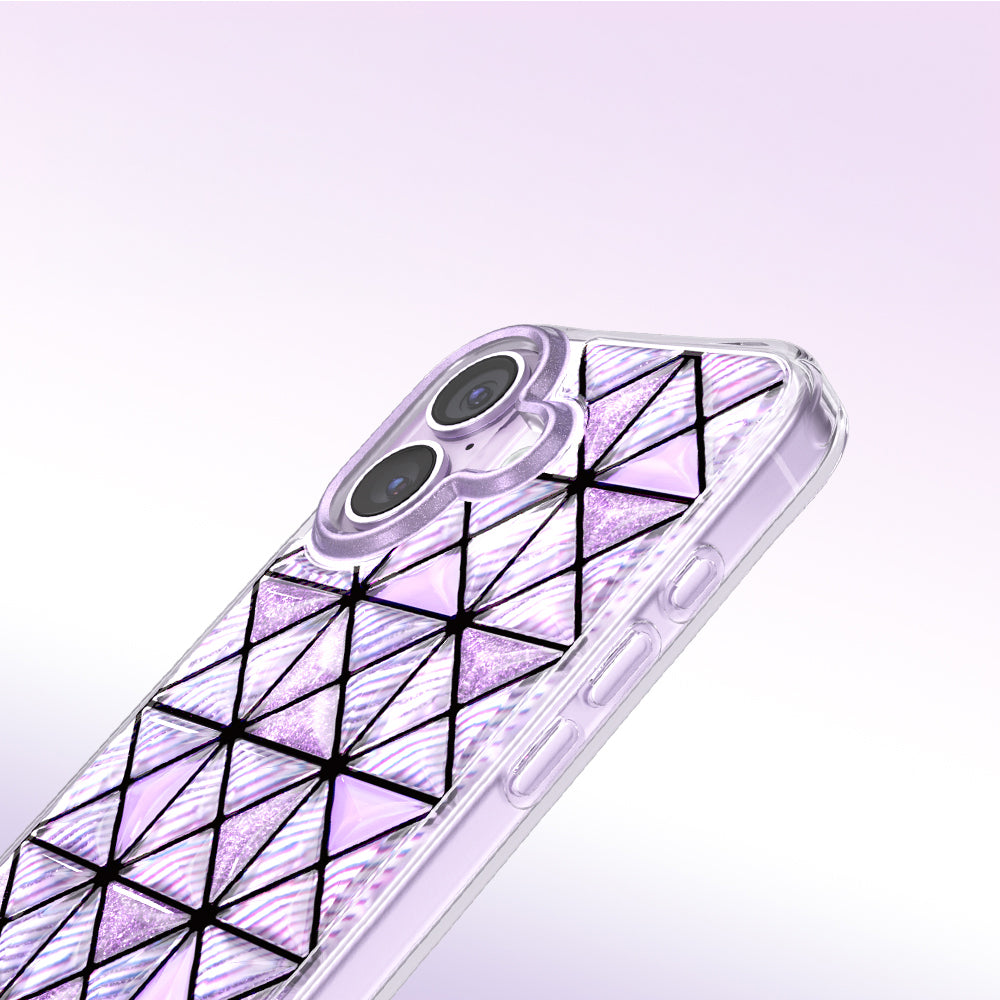 Apple iPhone 17 Kılıf 3D Buz Blok Desenli Zore Paris Kairo TPU Kapak Mor