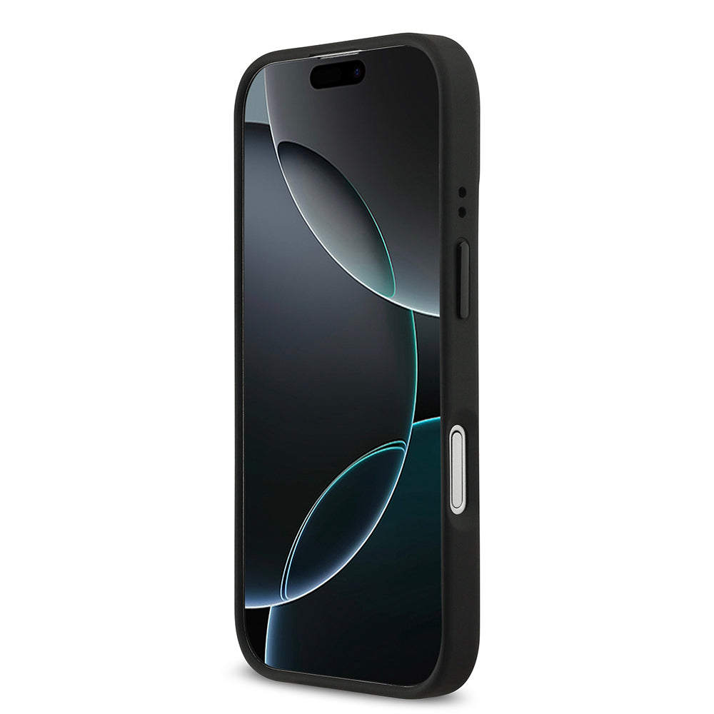 Apple iPhone 17 Kılıf BMW Orjinal Lisanslı M-safe Şarj Özellikli Deri Arka Yüzey Metal Logolu Delikli Şerit Tasarımlı Kapak Lacivert