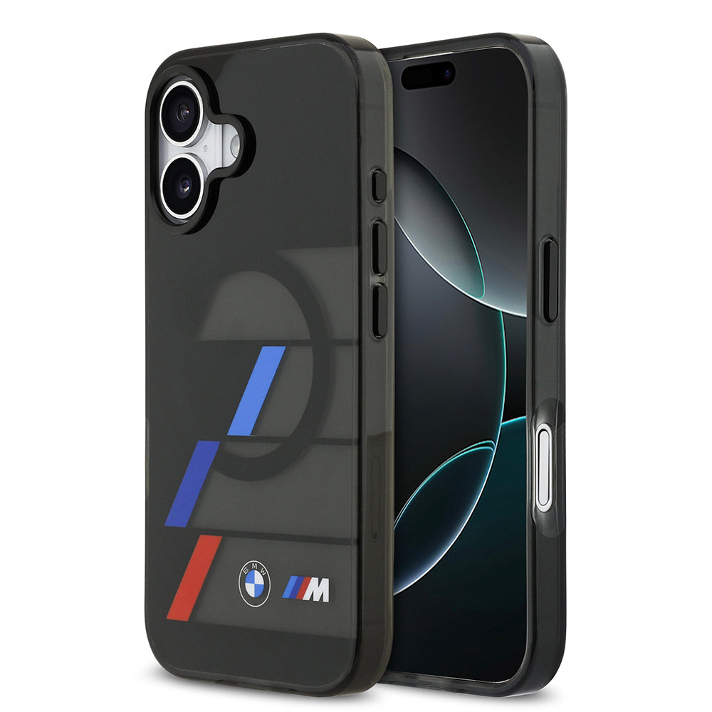 Apple iPhone 17 Kılıf BMW Orjinal Lisanslı M-safe Şarj Özellikli IML Baskılı Üç Renkli M Dizayn Kapak Siyah