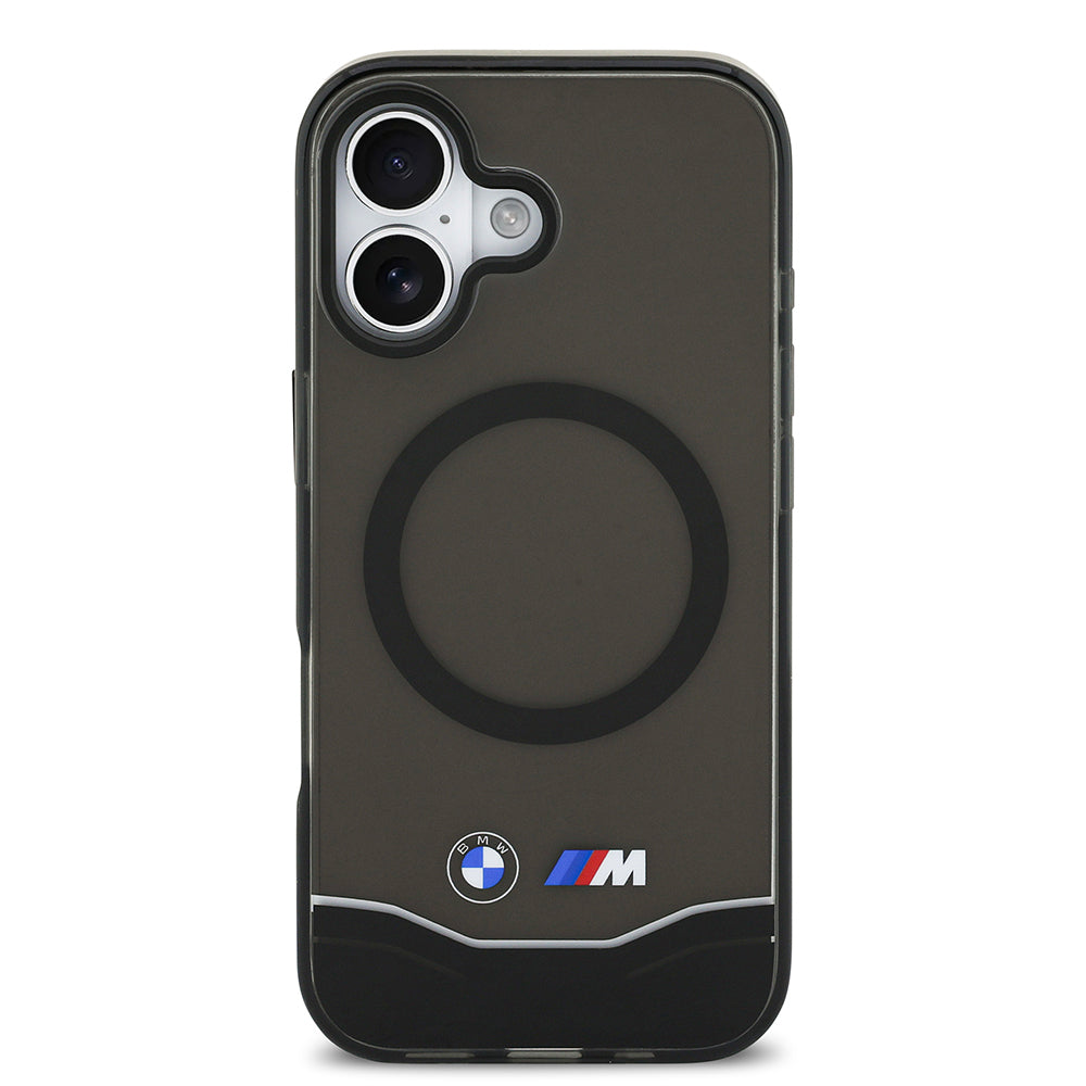 Apple iPhone 17 Kılıf BMW Orjinal Lisanslı M-safe Şarj Özellikli Metal Buton Tasarımlı Tranparan M Dizayn Kapak Siyah