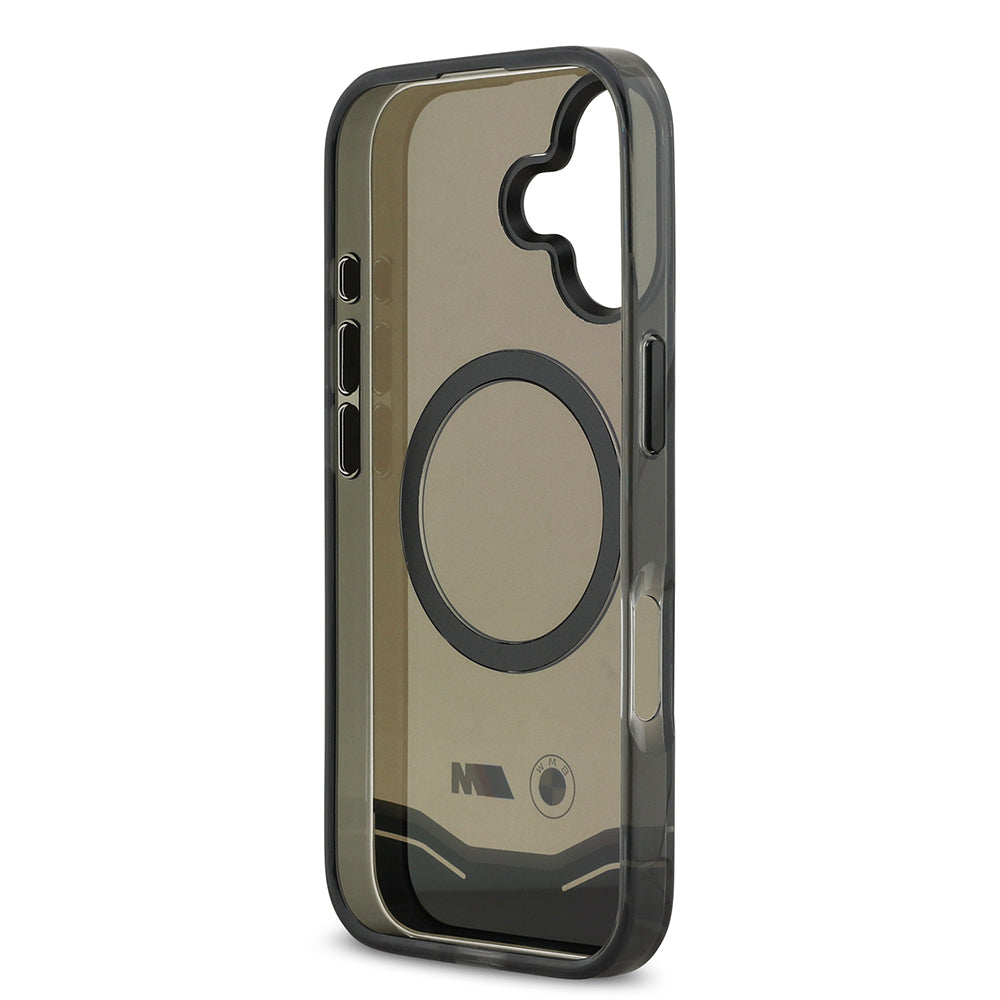 Apple iPhone 17 Kılıf BMW Orjinal Lisanslı M-safe Şarj Özellikli Metal Buton Tasarımlı Tranparan M Dizayn Kapak Siyah