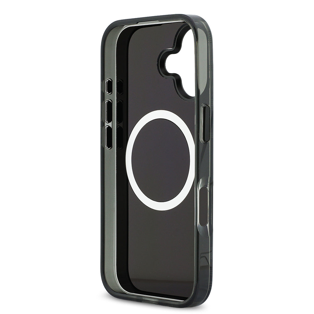 Apple iPhone 17 Kılıf BMW Orjinal Lisanslı M-safe Şarj Özellikli Metal Kamera Butonlu Yatay Şeritli M Dizayn Kapak Siyah