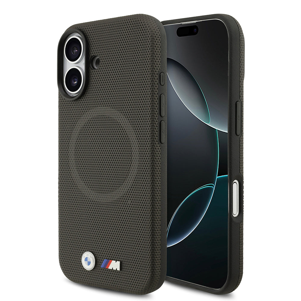 Apple iPhone 17 Kılıf BMW Orjinal Lisanslı M-safe Şarj Özellikli Metal Logolu Delikli M Dizayn Deri Kapak Füme