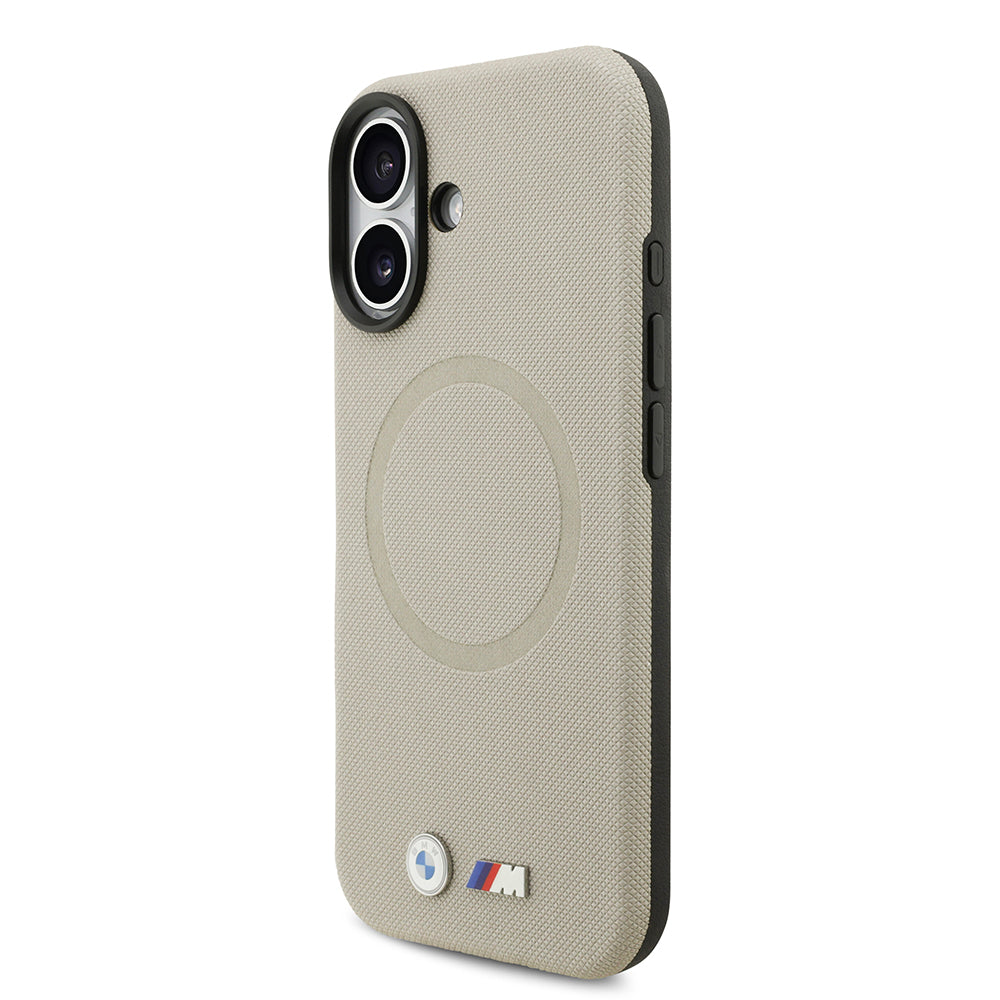 Apple iPhone 17 Kılıf BMW Orjinal Lisanslı M-safe Şarj Özellikli Metal Logolu Delikli M Dizayn Deri Kapak Gri