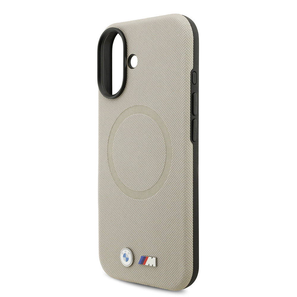 Apple iPhone 17 Kılıf BMW Orjinal Lisanslı M-safe Şarj Özellikli Metal Logolu Delikli M Dizayn Deri Kapak Gri