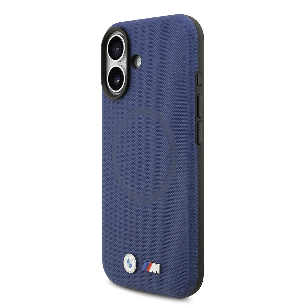 Apple iPhone 17 Kılıf BMW Orjinal Lisanslı M-safe Şarj Özellikli Metal Logolu Delikli M Dizayn Deri Kapak Lacivert