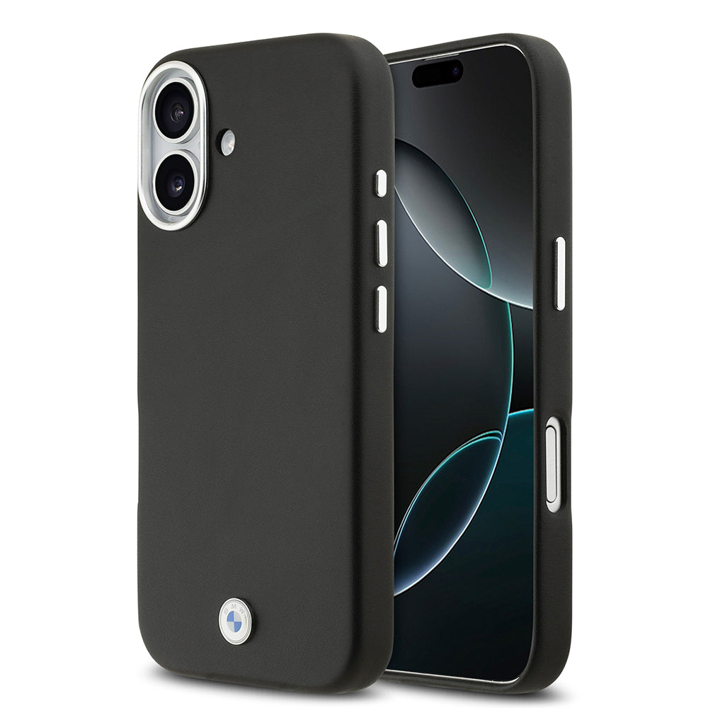 Apple iPhone 17 Kılıf BMW Orjinal Lisanslı M-safe Şarj Özellikli Metal Logolu Tam Kaplama Deri Kapak Siyah