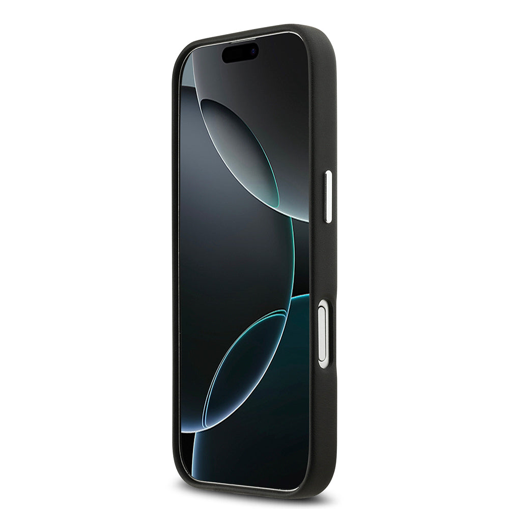 Apple iPhone 17 Kılıf BMW Orjinal Lisanslı M-safe Şarj Özellikli Metal Logolu Tam Kaplama Deri Kapak Siyah