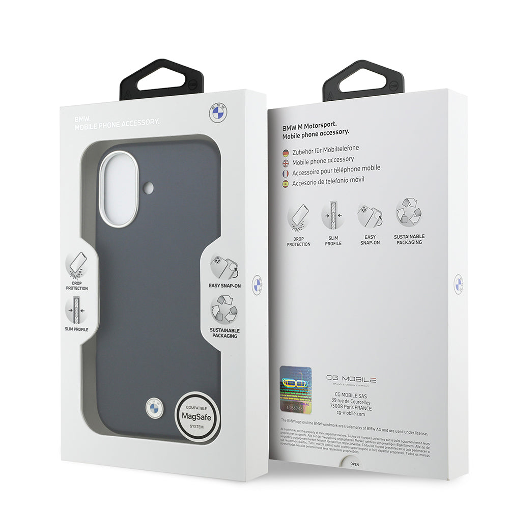 Apple iPhone 17 Kılıf BMW Orjinal Lisanslı M-safe Şarj Özellikli Metal Logolu Tam Kaplama Deri Kapak Lacivert