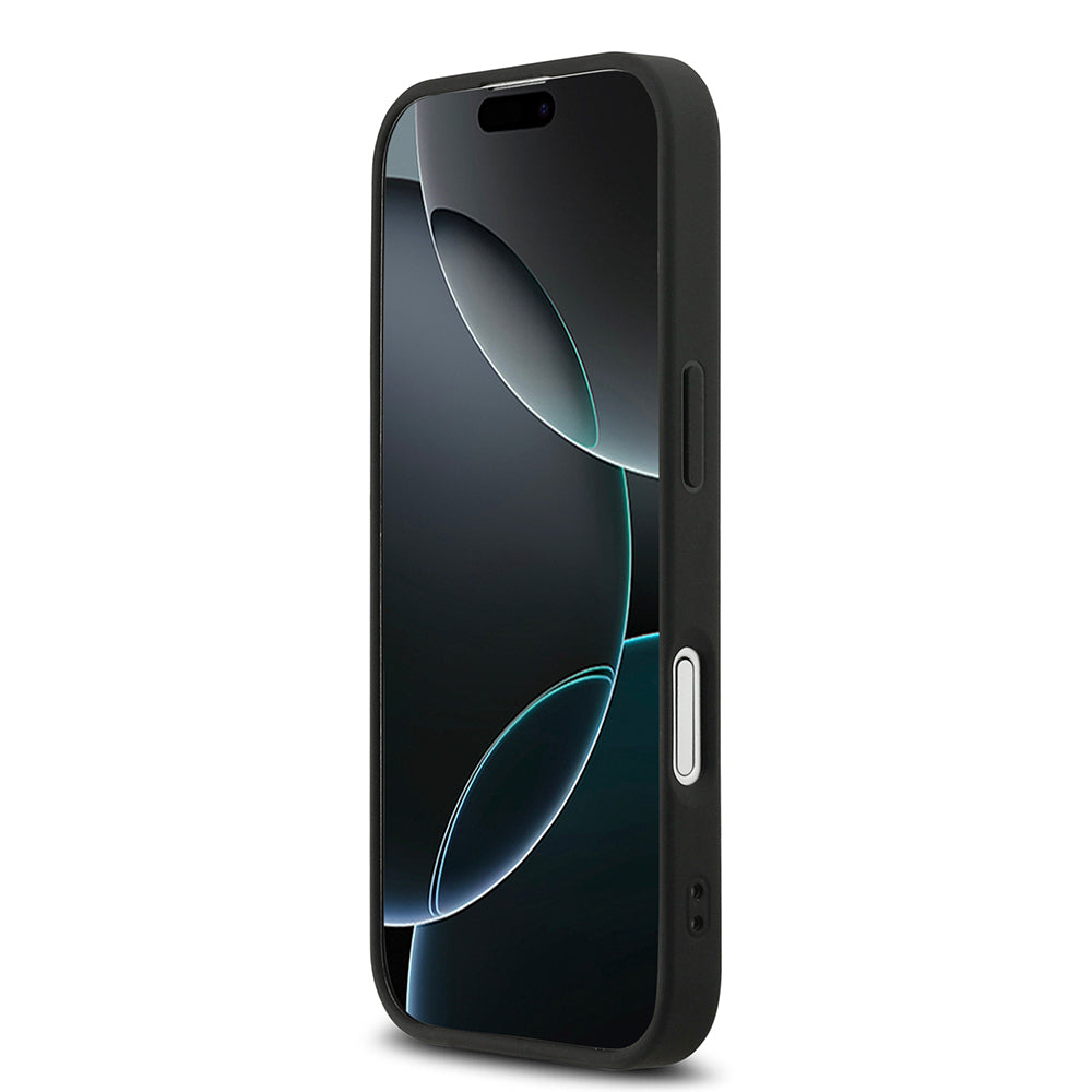 Apple iPhone 17 Kılıf DKNY Orjinal Lisanslı M-safe Şarj Özellikli 3D Yazılı Grid Pattern Kapak Siyah
