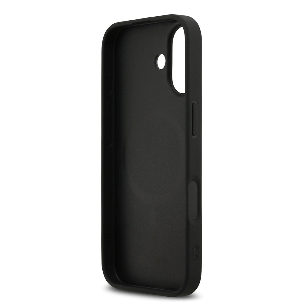 Apple iPhone 17 Kılıf DKNY Orjinal Lisanslı M-safe Şarj Özellikli 3D Yazılı Grid Pattern Kapak Siyah