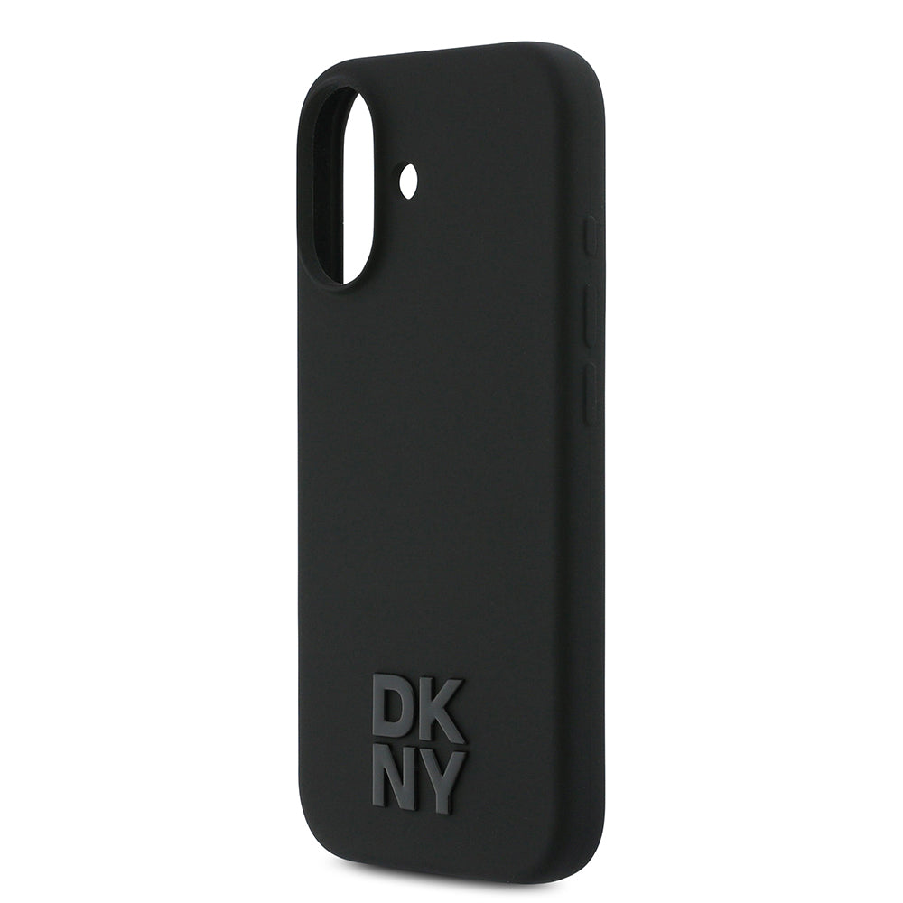 Apple iPhone 17 Kılıf DKNY Orjinal Lisanslı M-safe Şarj Özellikli Metal Logolu Silikon Kapak Siyah