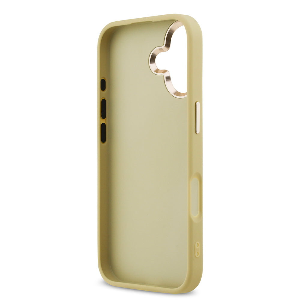 Apple iPhone 17 Kılıf Guess Orjinal Lisanslı 4G Büyük Metal Kamera Çerçeveli ve Logolu Glitter Kapak Gold