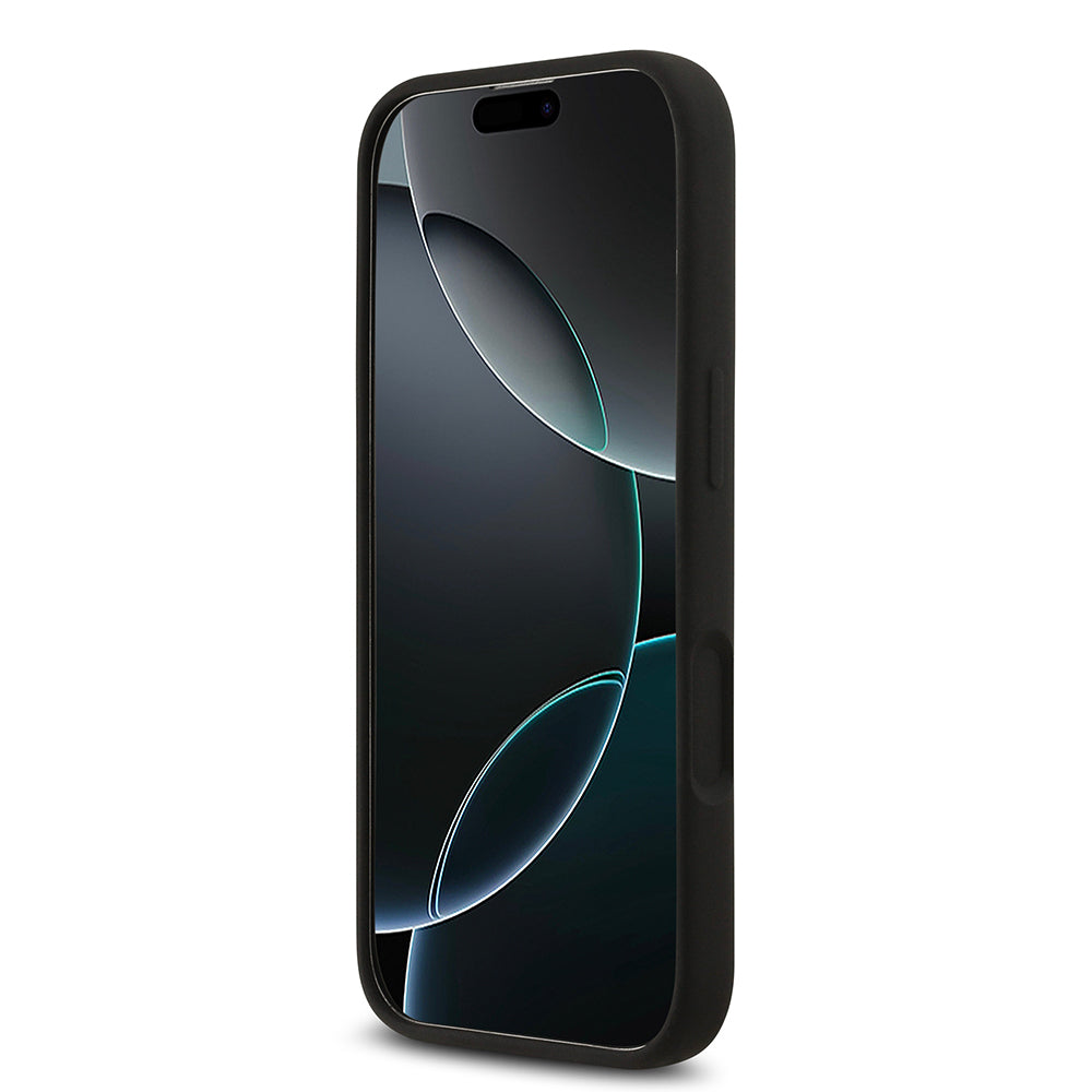 Apple iPhone 17 Kılıf Guess Orjinal Lisanslı Grained Yazı Logolu Kapak Siyah