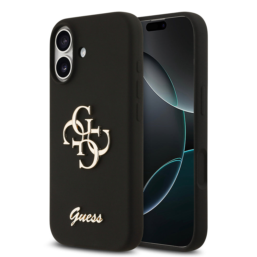 Apple iPhone 17 Kılıf Guess Orjinal Lisanslı Grained Yazı Logolu Kapak Siyah