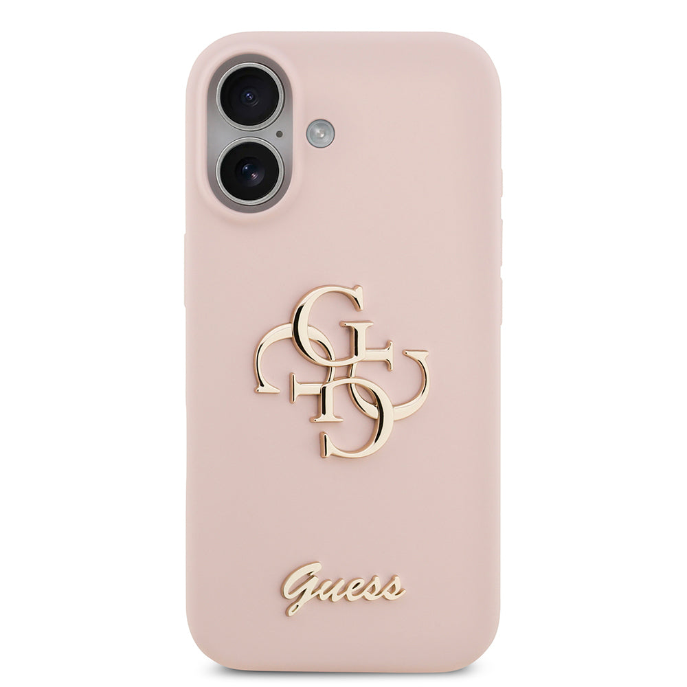 Apple iPhone 17 Kılıf Guess Orjinal Lisanslı Grained Yazı Logolu Kapak Pembe