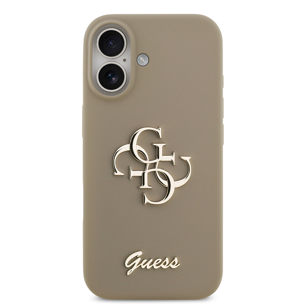 Apple iPhone 17 Kılıf Guess Orjinal Lisanslı Grained Yazı Logolu Kapak Kahverengi