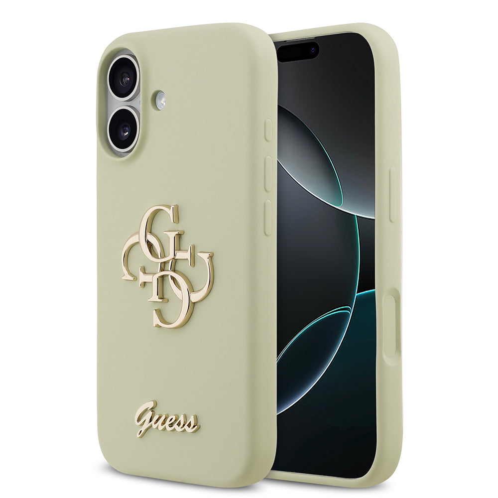 Apple iPhone 17 Kılıf Guess Orjinal Lisanslı Grained Yazı Logolu Kapak Yeşil