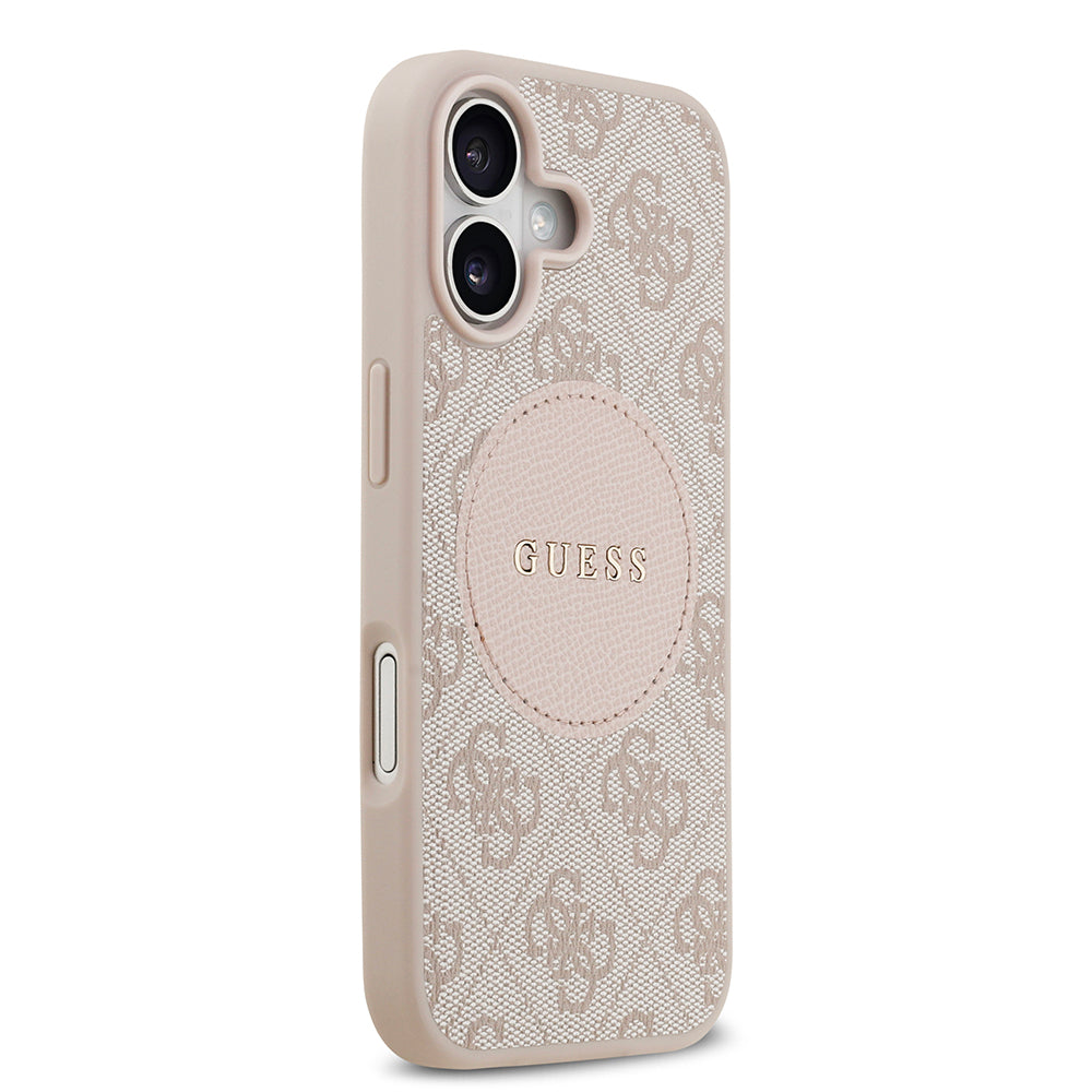Apple iPhone 17 Kılıf Guess Orjinal Lisanslı M-safe Şarj Özellikli Yazı Logolu Circle Classic Kapak Pembe