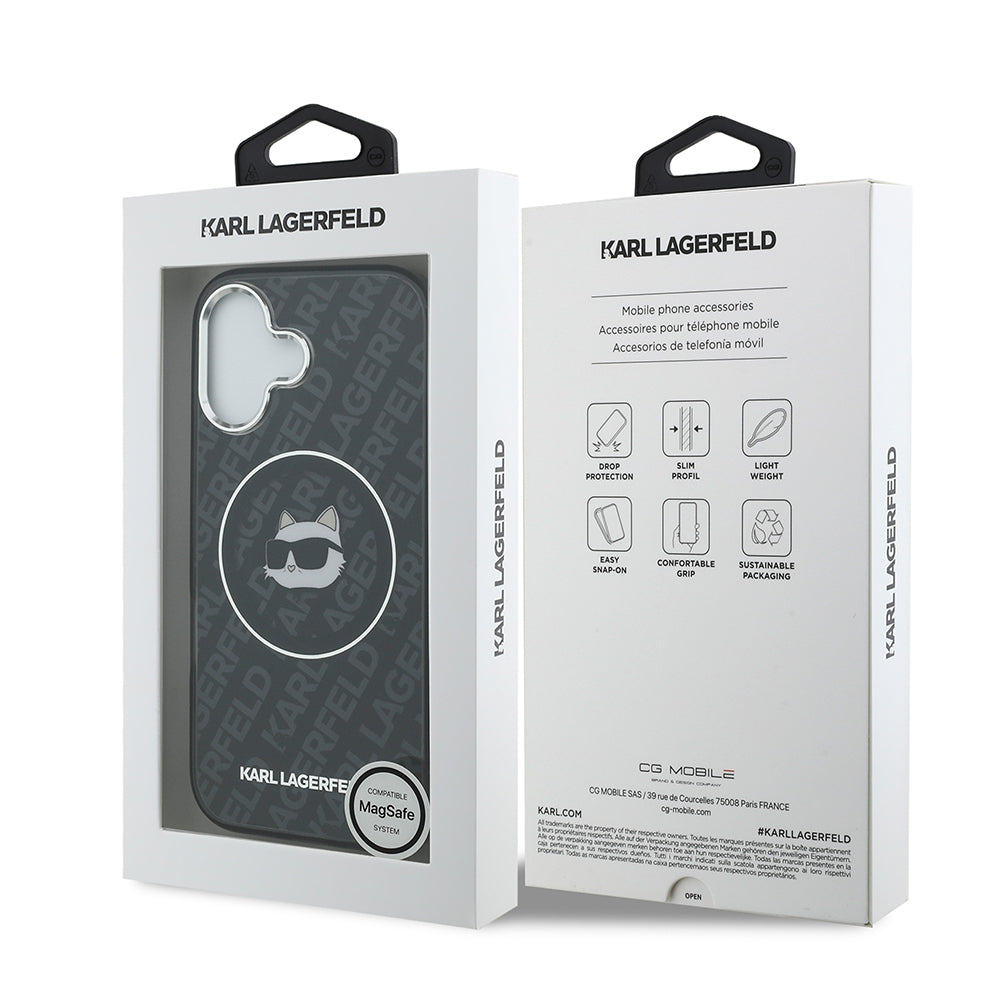 Apple iPhone 17 Kılıf Karl Lagerfeld Orjinal Lisanslı IML Baskılı Choupette Heads Kapak Siyah