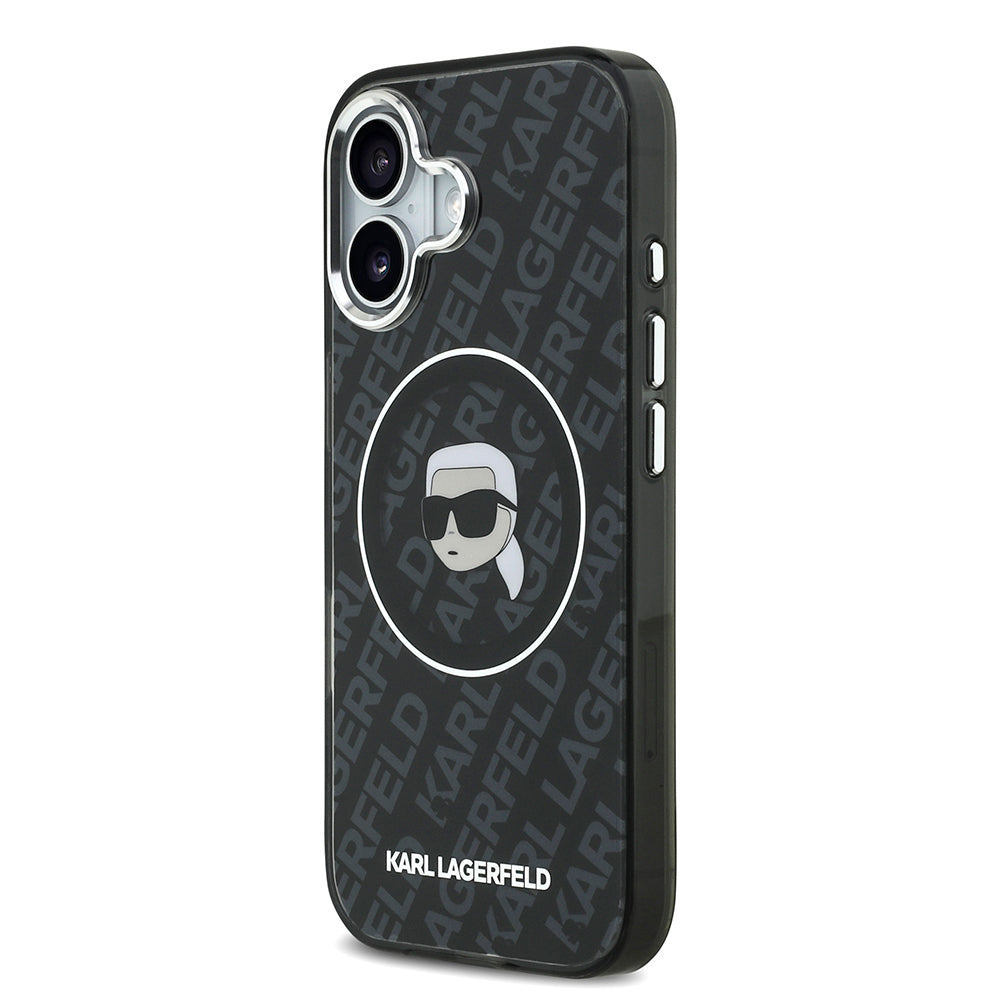 Apple iPhone 17 Kılıf Karl Lagerfeld Orjinal Lisanslı IML Baskılı KL Heads Kapak Siyah