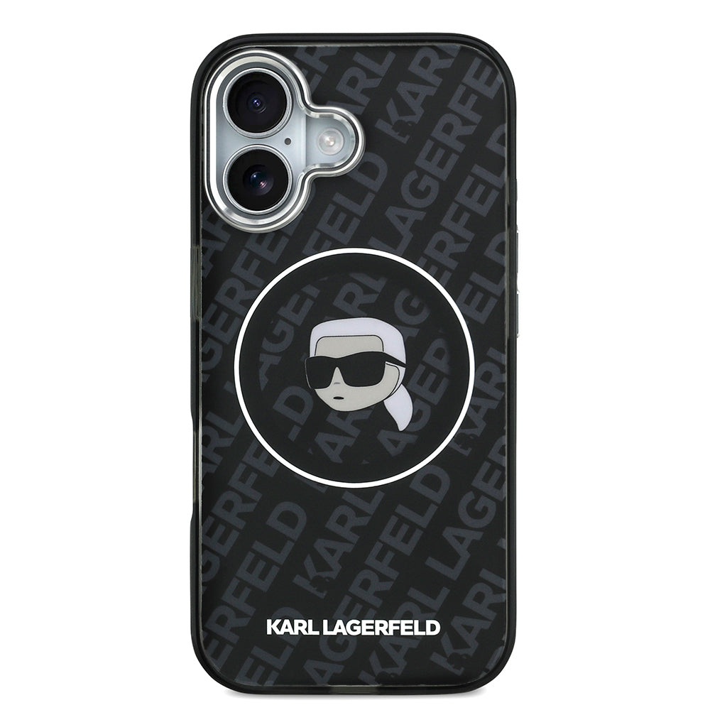 Apple iPhone 17 Kılıf Karl Lagerfeld Orjinal Lisanslı IML Baskılı KL Heads Kapak Siyah