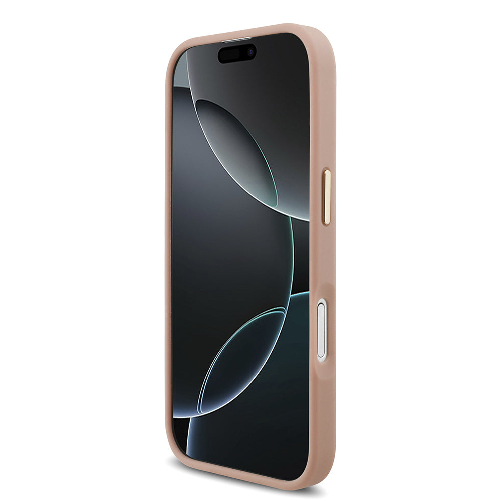 Apple iPhone 17 Kılıf Lacoste Orjinal Lisanslı M-safe Şarj Özellikli Champs Elysees PU Deri Tasarımlı Kapak Pembe