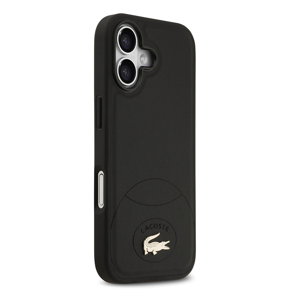 Apple iPhone 17 Kılıf Lacoste Orjinal Lisanslı M-safe Şarj Özellikli PU Deri Tasarımlı Metal Logolu Kapak Siyah