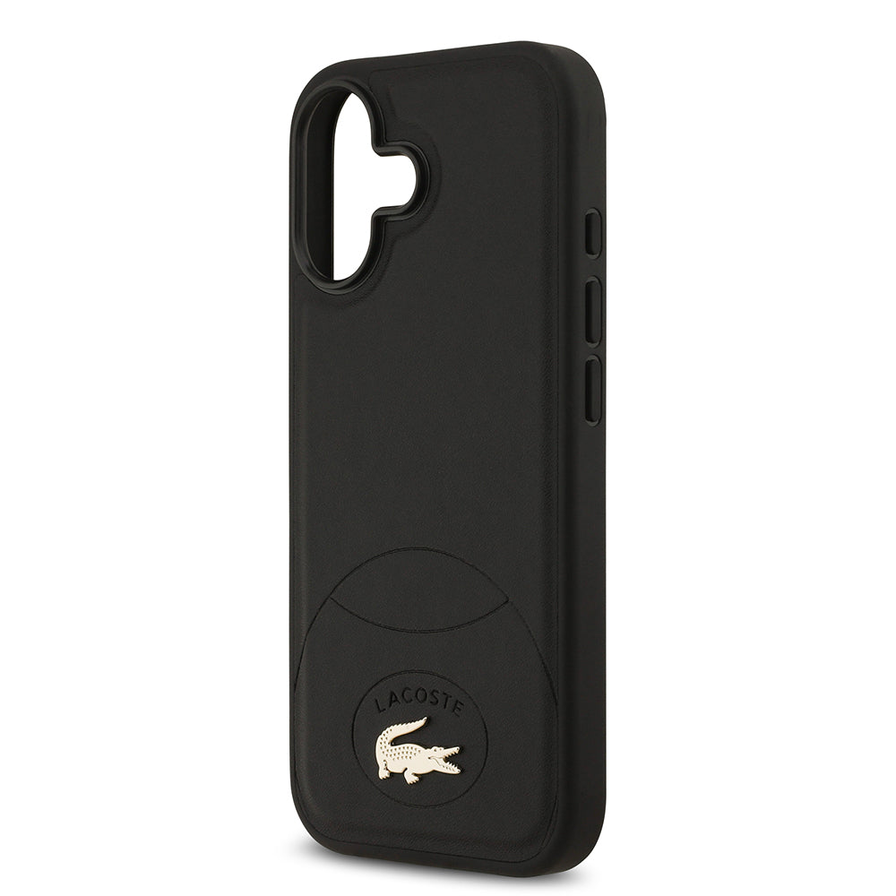 Apple iPhone 17 Kılıf Lacoste Orjinal Lisanslı M-safe Şarj Özellikli PU Deri Tasarımlı Metal Logolu Kapak Siyah