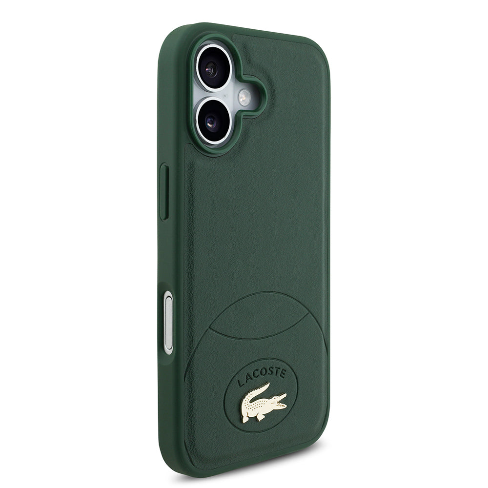 Apple iPhone 17 Kılıf Lacoste Orjinal Lisanslı M-safe Şarj Özellikli PU Deri Tasarımlı Metal Logolu Kapak Yeşil