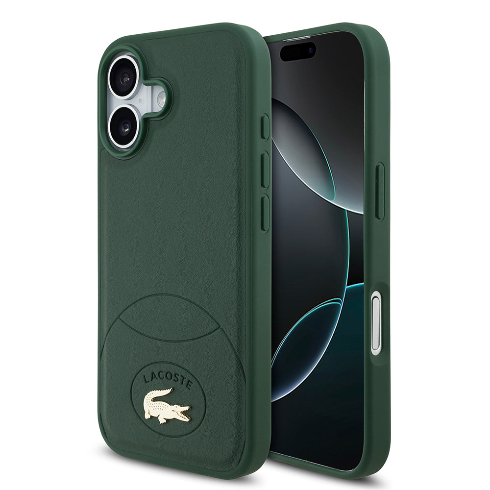 Apple iPhone 17 Kılıf Lacoste Orjinal Lisanslı M-safe Şarj Özellikli PU Deri Tasarımlı Metal Logolu Kapak Yeşil
