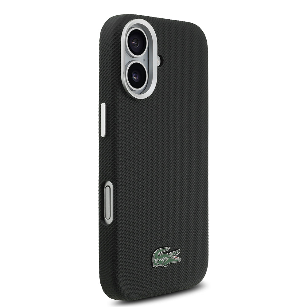 Apple iPhone 17 Kılıf Lacoste Orjinal Lisanslı M-Safe Şarj Özellikli PVC Pike Desenli Arka Yüzey İkonik Timsah Dokuma Logolu Kapak Yeşil