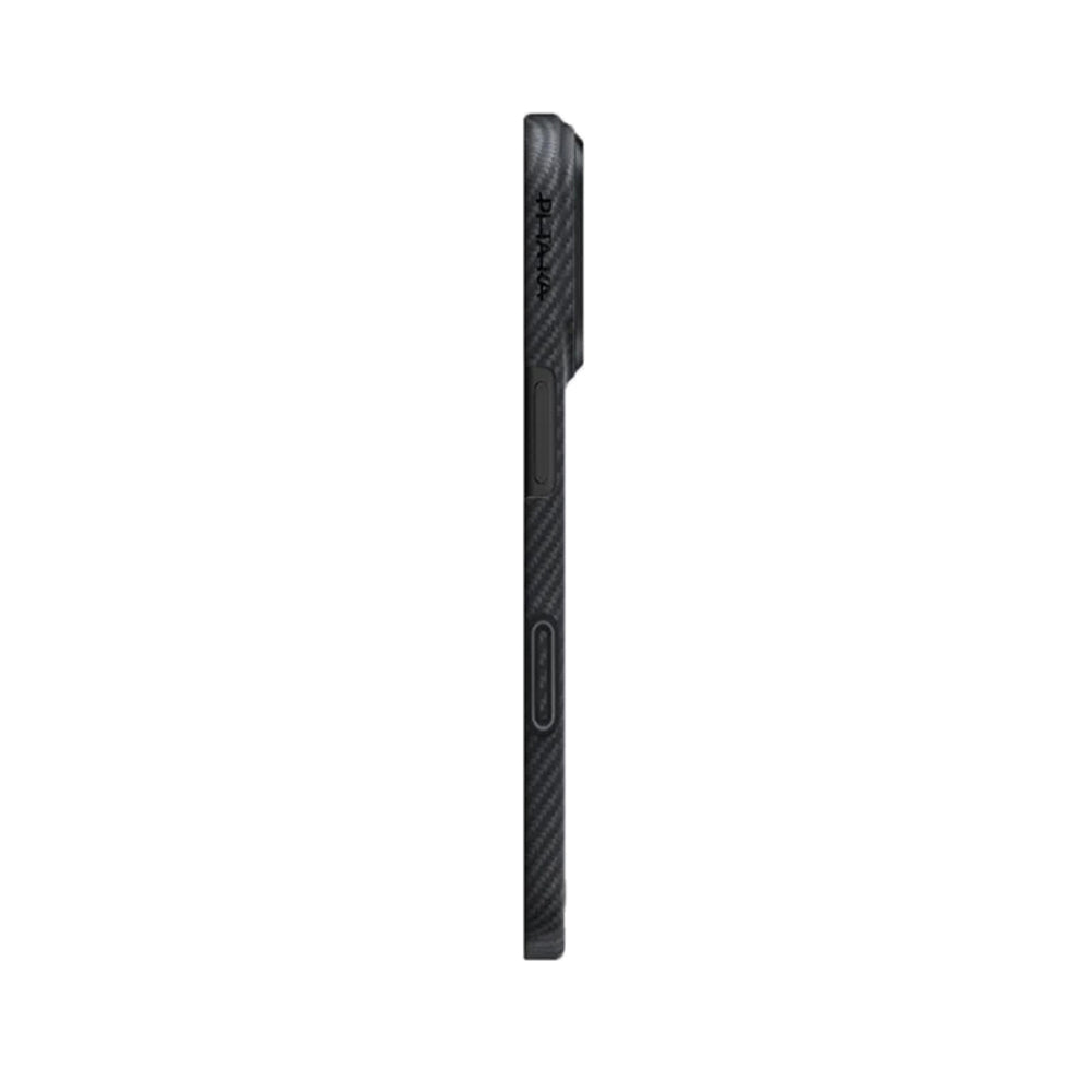 Apple iPhone 17 Kılıf M-safe Şarj Özellikli 1500D Aramid Fiber Pitaka Ultra-Slim Classic Serisi Black-Grey Twill Kapak Siyah-Gri