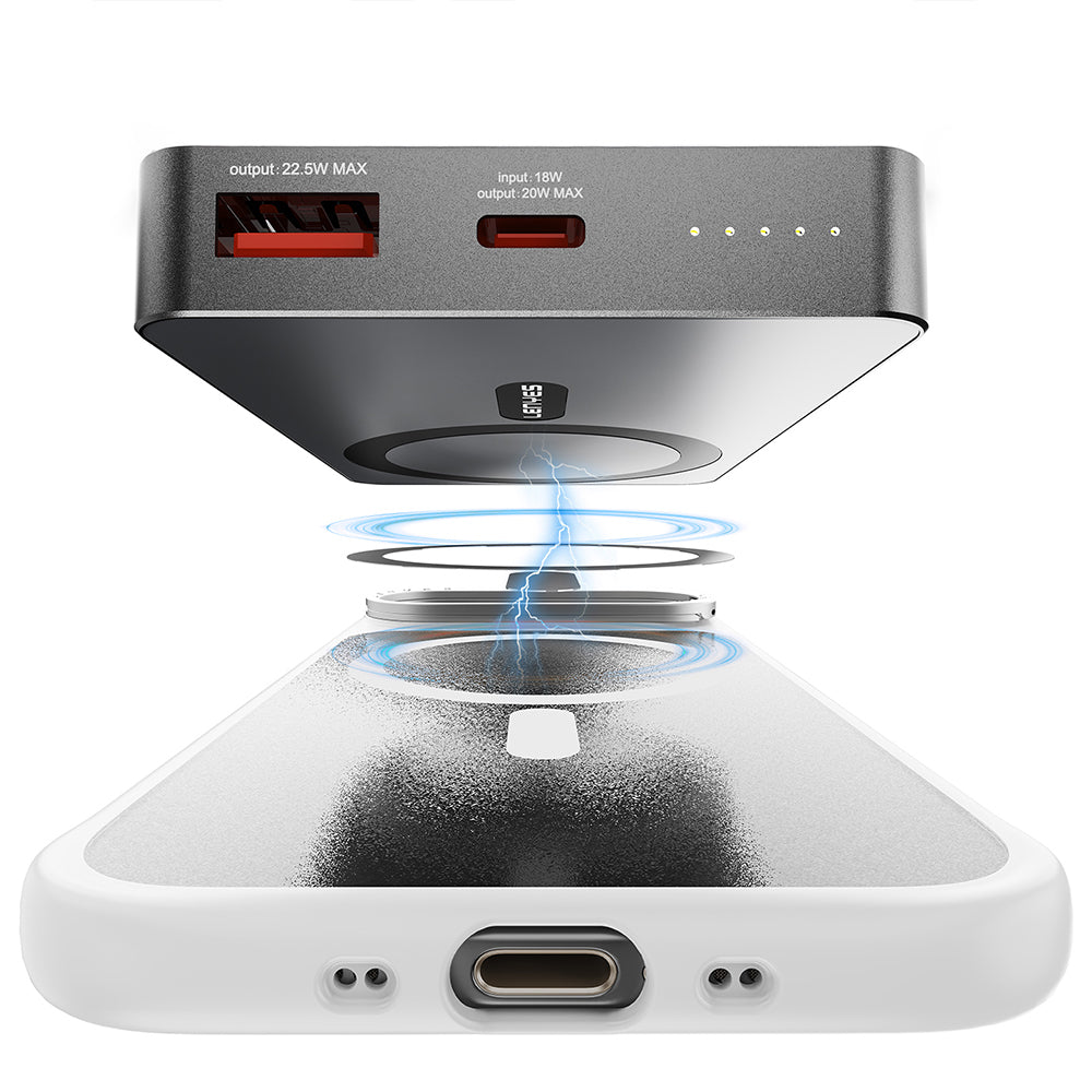 Apple iPhone 17 Kılıf M-safe Şarj Özellikli Metal Kamera Standlı Lenyes CK226 PC Kapak Şeffaf