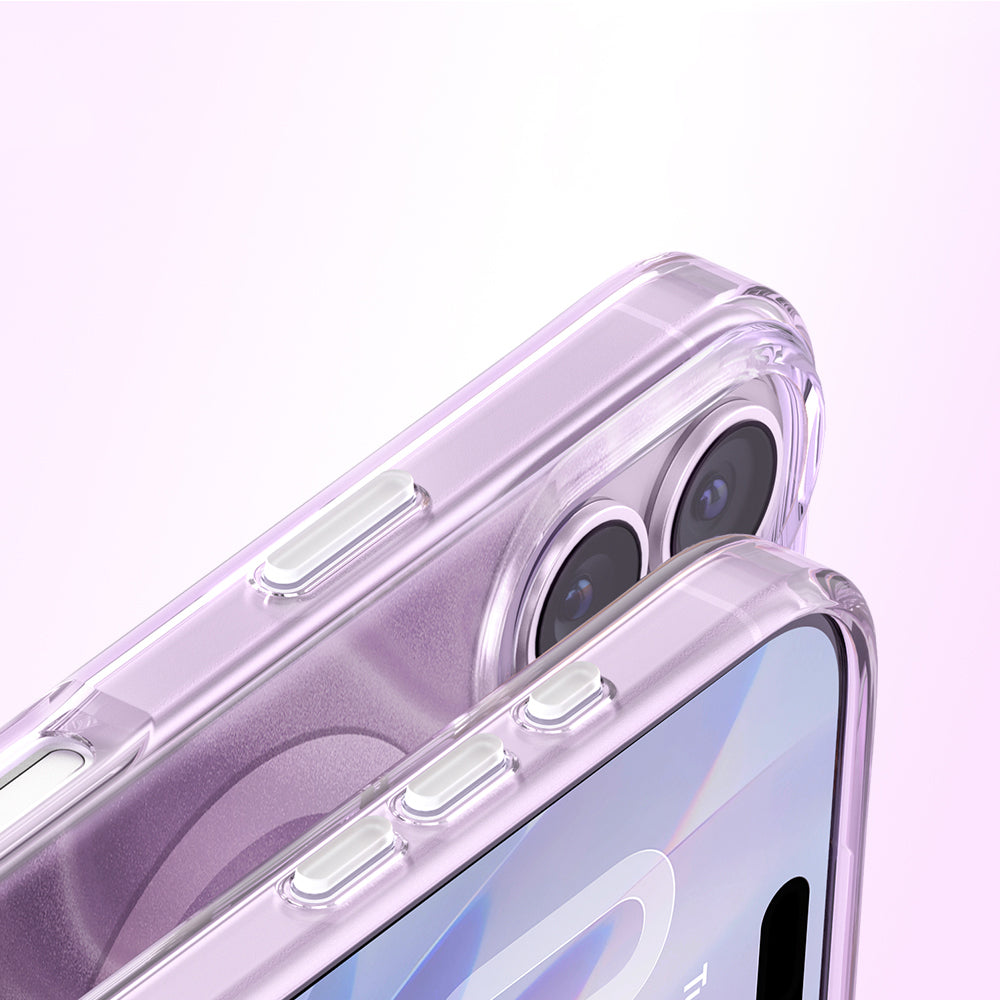 Apple iPhone 17 Kılıf M-Safe Şarj Özellikli Orjinal Swarovski Taşlı Zore Paris Rovix Sert PC Kapak Mor