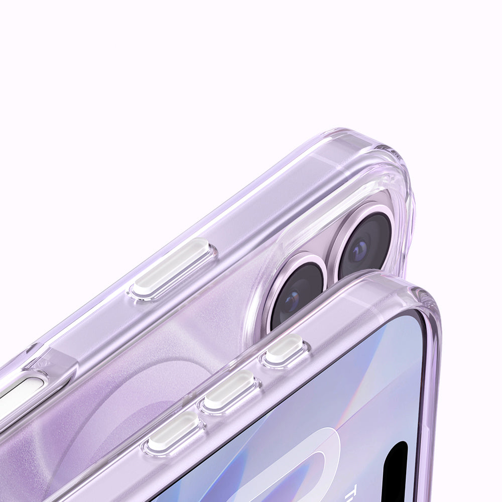 Apple iPhone 17 Kılıf M-Safe Şarj Özellikli Orjinal Swarovski Taşlı Zore Paris Rovix Sert PC Kapak Açık Mor