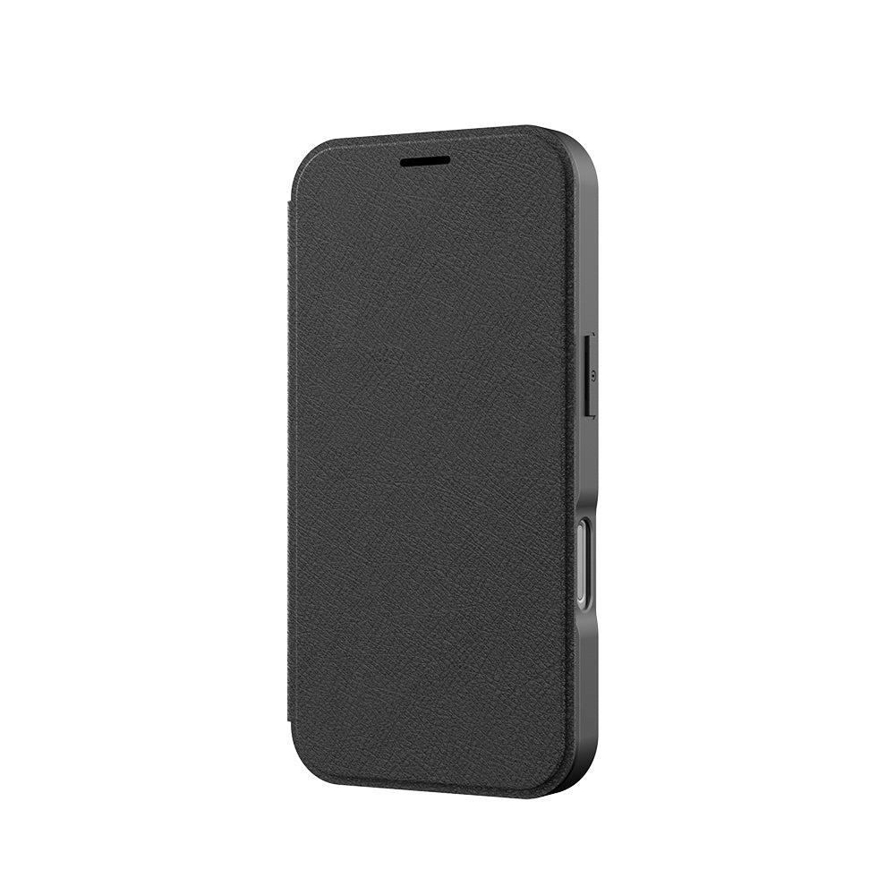 Apple iPhone 17 Kılıf M-Safe Şarj Özellikli Raptic Air Folio Şeffaf Kartlıklı Kapaklı Kılıf Siyah
