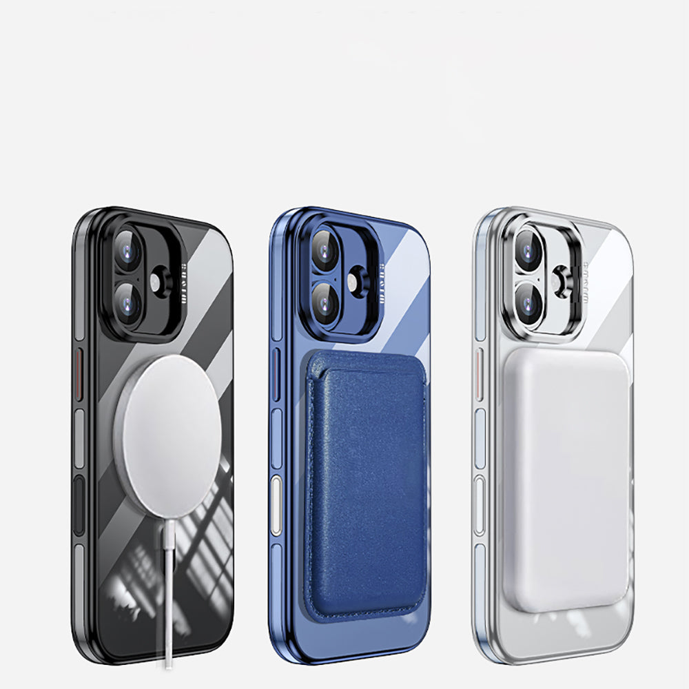 Apple iPhone 17 Kılıf M-safe Şarj Özellikli Wlons Standlı Efsane Kapak Siyah