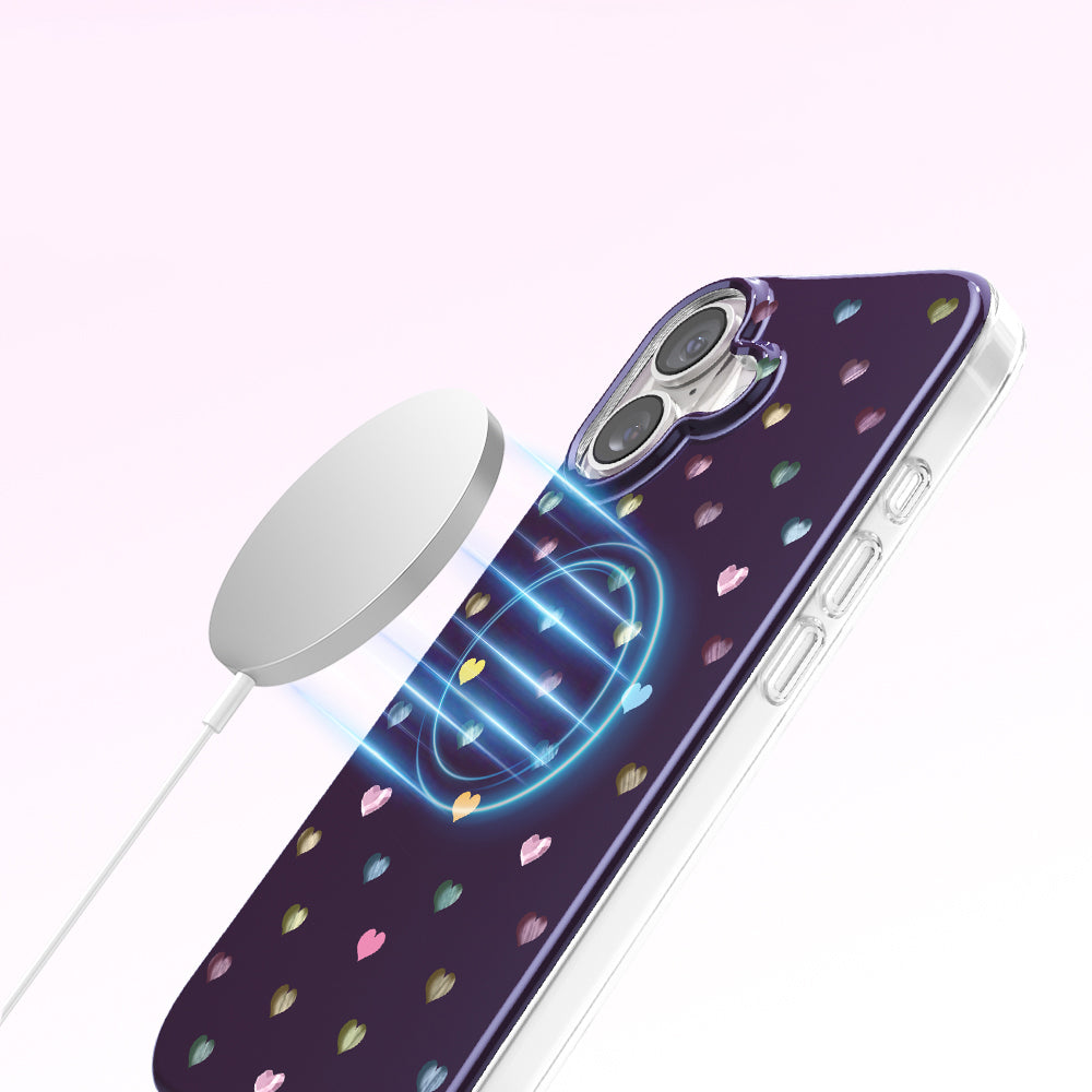 Apple iPhone 17 Kılıf M-Safe Şarj Özellikli Zore Paris Axen Sert PC Kapak Mürdüm