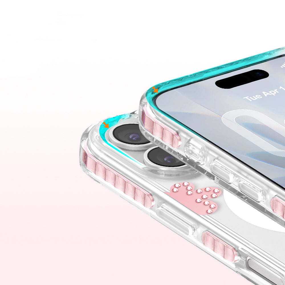 Apple iPhone 17 Kılıf M-Safe Şarj Özellikli Zore Paris Elvo Sert PC Kapak Pembe