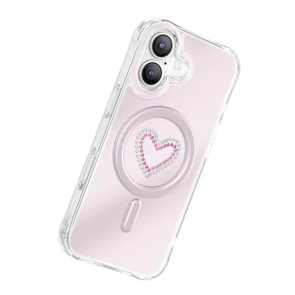 Apple iPhone 17 Kılıf M-Safe Şarj Özellikli Zore Paris Mova Sert PC Kapak Pembe